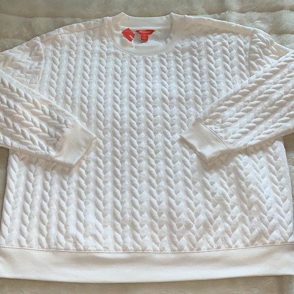 Joe Fresh plus size cream cableknit pullover sweatshirt top 1X new - Picture 10 of 11